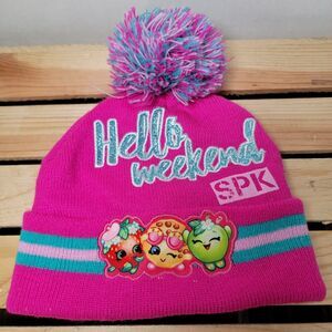 Shopkins Girls Pink Beanie w/ Pom Pom "Hello Weekend SPK"